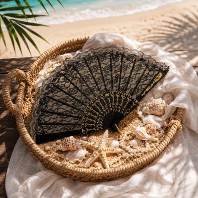 Black Lace Vintage Folding Hand Fan